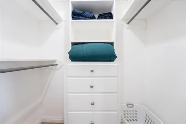 a view of an empty walk in closet