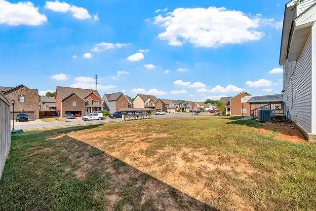 a view of a green field with clear sky