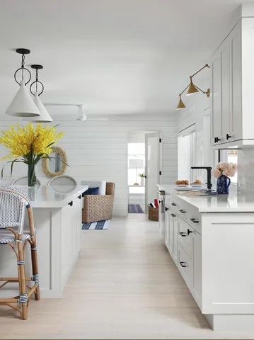 a kitchen with counter top space cabinets and outdoor space