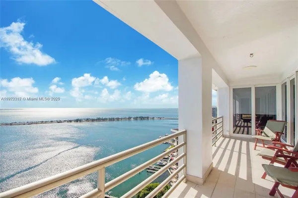a view of balcony with lake view and ocean view