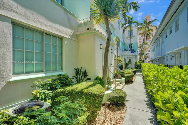 a chair and tables in the garden