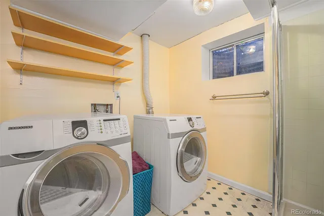 a utility room with dryer and washer