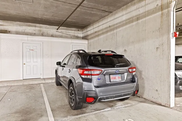 a view of a car in garage