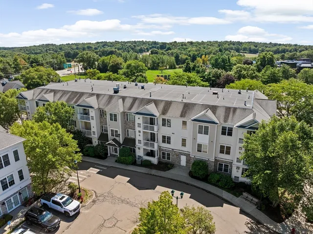 a view of a building with a garden