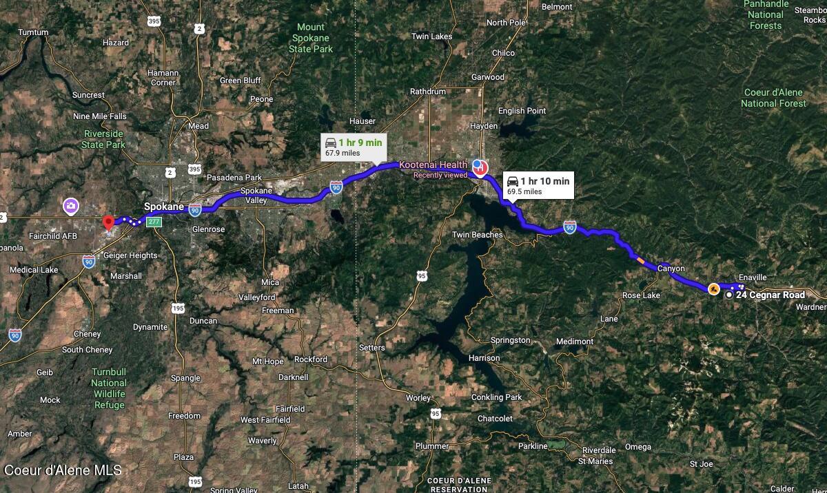 24 Cegnar Road Kingston, ID 83839 - Photo 86 of 86 Distance to Spokane Airport