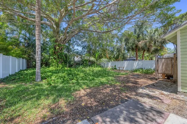 a backyard of a house with lots of green space