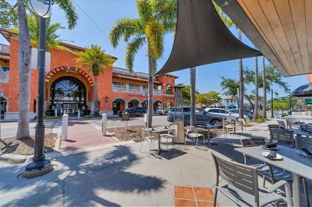 a view of swimming pool with outdoor seating