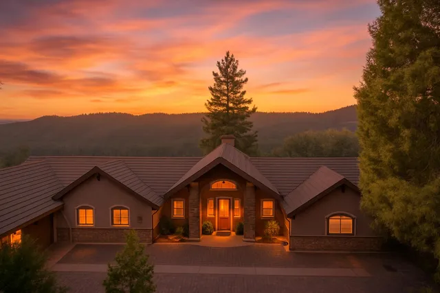 a living room with lots of furniture chandelier and view of kitchen