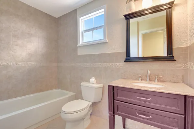 a bathroom with a bathtub