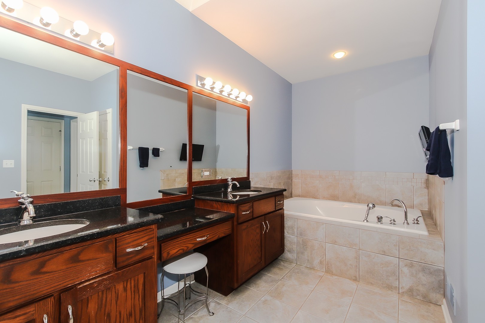 617 West Ruhl Road Palatine, IL 60074 - Photo 22 of 47 a spacious bathroom with a bathtub sink and mirror