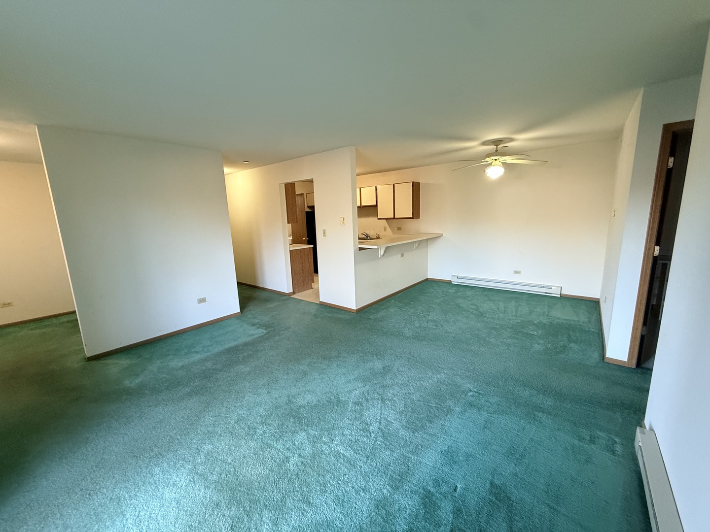 1345 Cunat Court, Unit 1B Lake In The Hills, IL 60156 - Photo 6 of 16 a view of a room with a projector and a kitchen