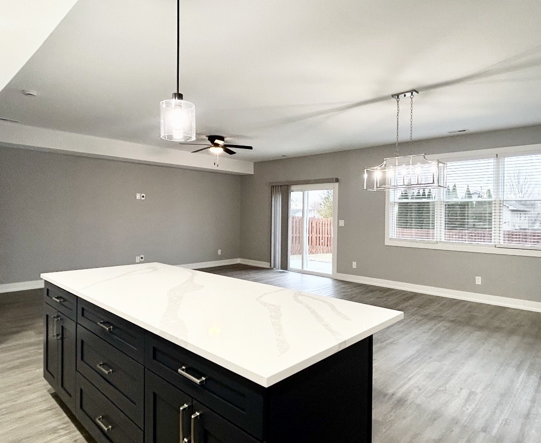 1420 8th Street, Unit 1 Harvard, IL 60033 - Photo 4 of 10 a kitchen with kitchen island a counter space and wooden floor