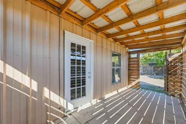 a view of wooden balcony