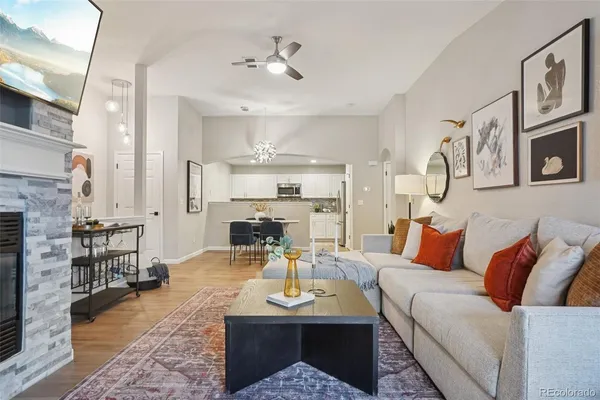 a living room with furniture