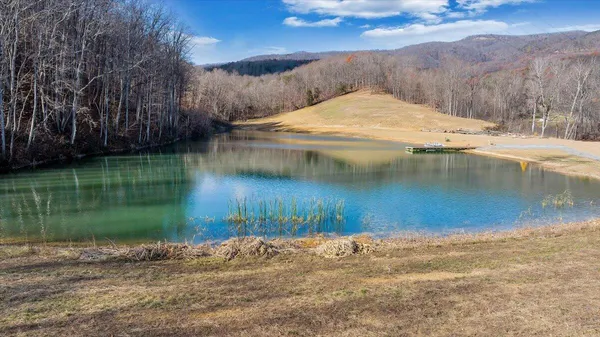 a view of lake and mountain