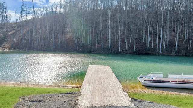 a view of a lake from a yard