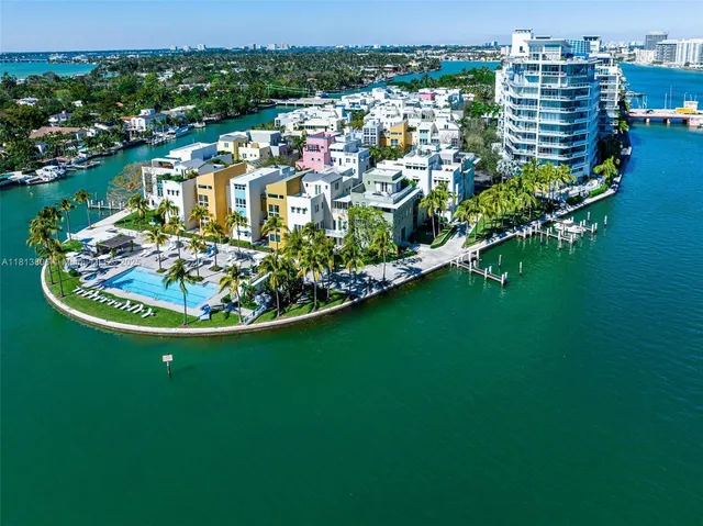 a view of a lake with a city