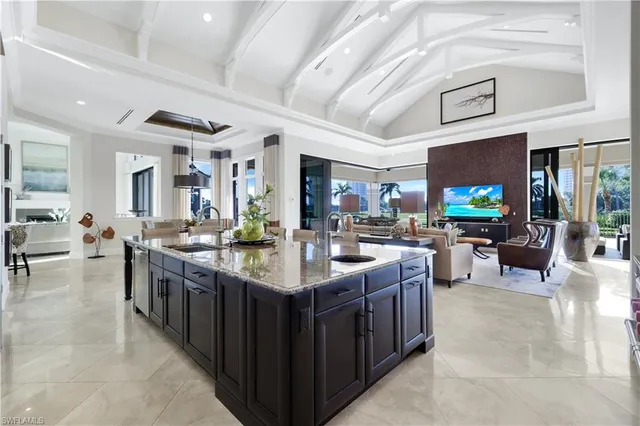 a kitchen with lots of counter top space
