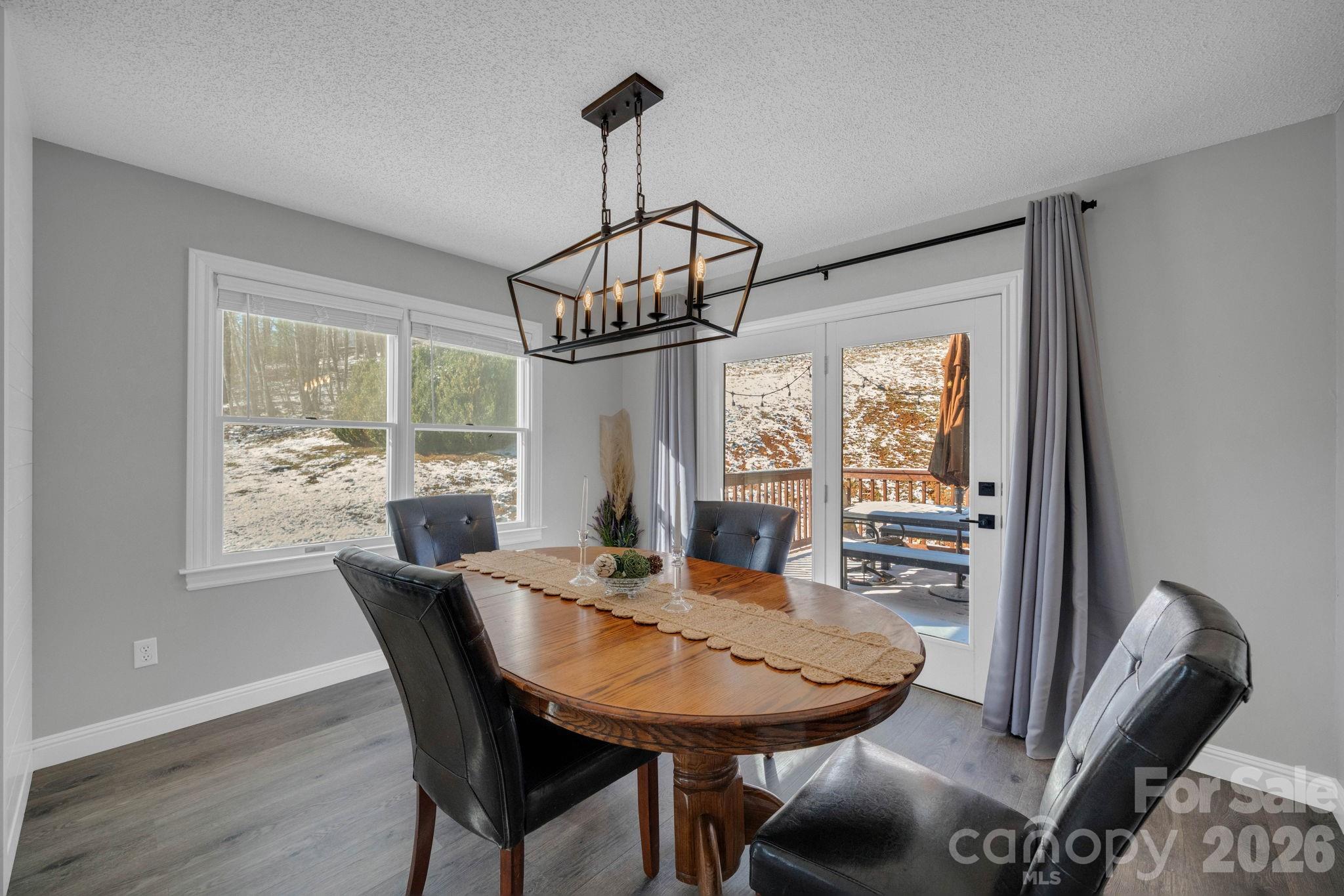 2581 Double Island Road Green Mountain, NC 28740 - Photo 14 of 48 a view of a dining room with furniture window and wooden floor