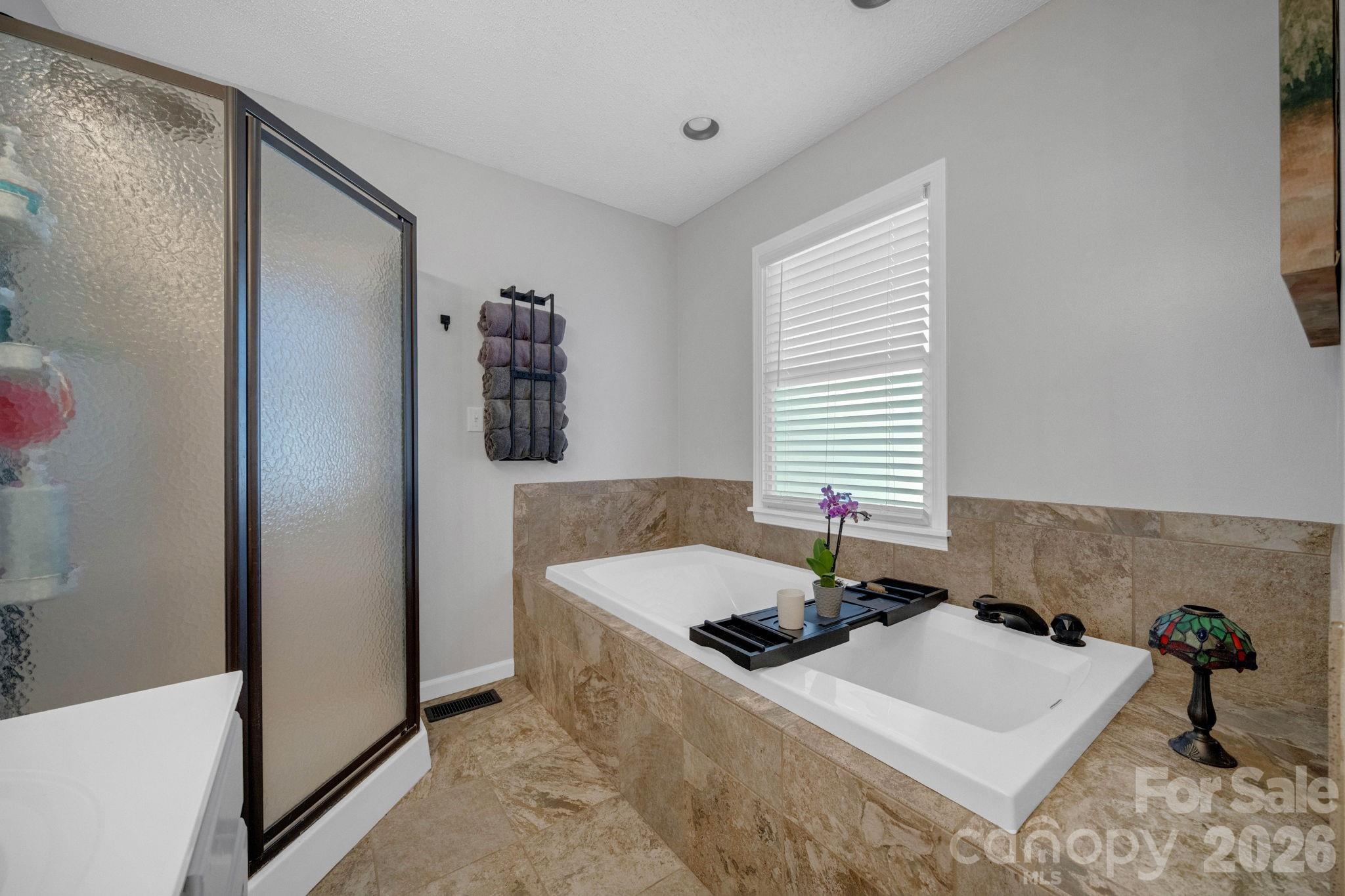 2581 Double Island Road Green Mountain, NC 28740 - Photo 18 of 48 a bathroom with a tub sink and a window