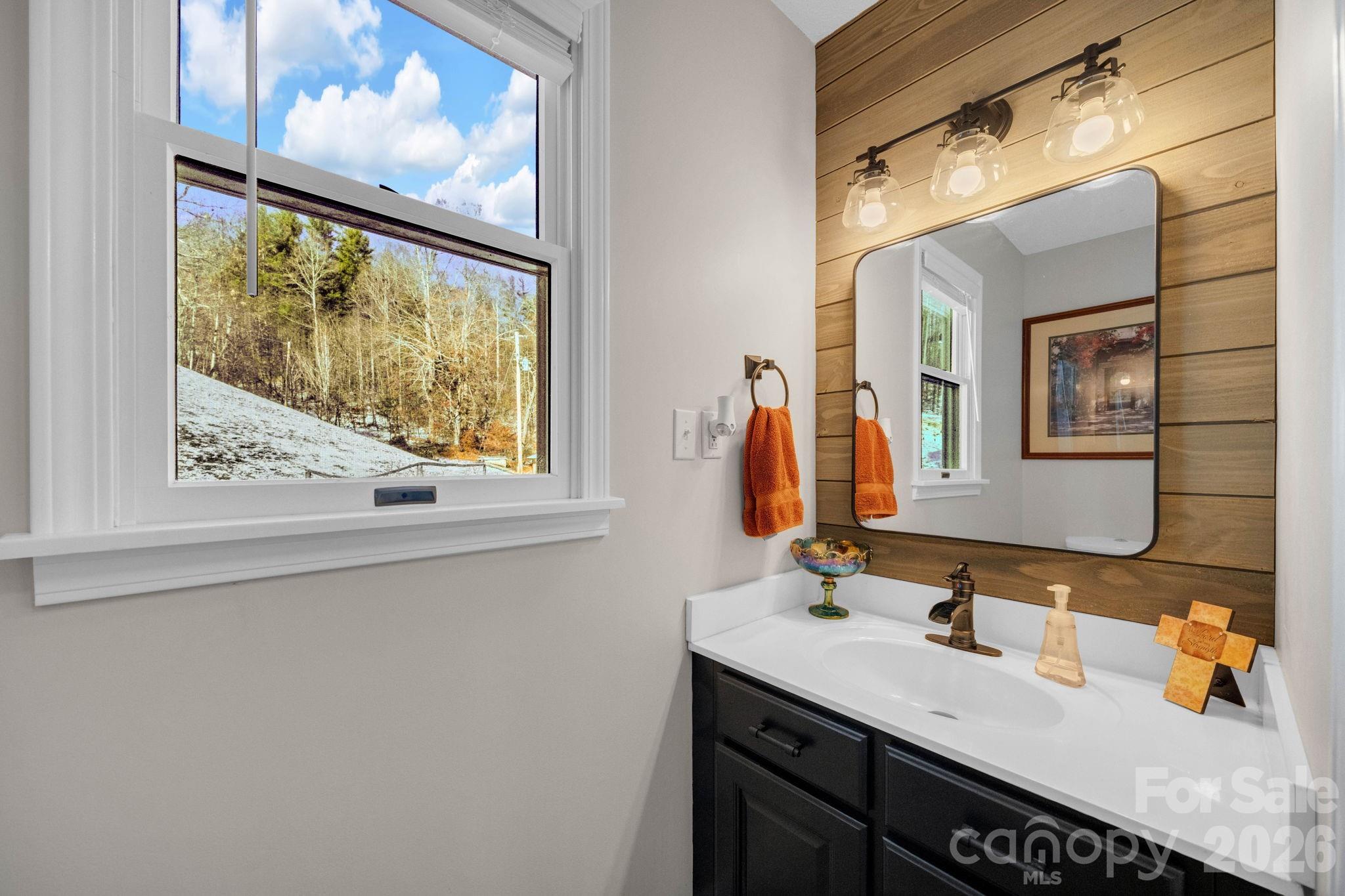 2581 Double Island Road Green Mountain, NC 28740 - Photo 26 of 48 a bathroom with a sink and a mirror
