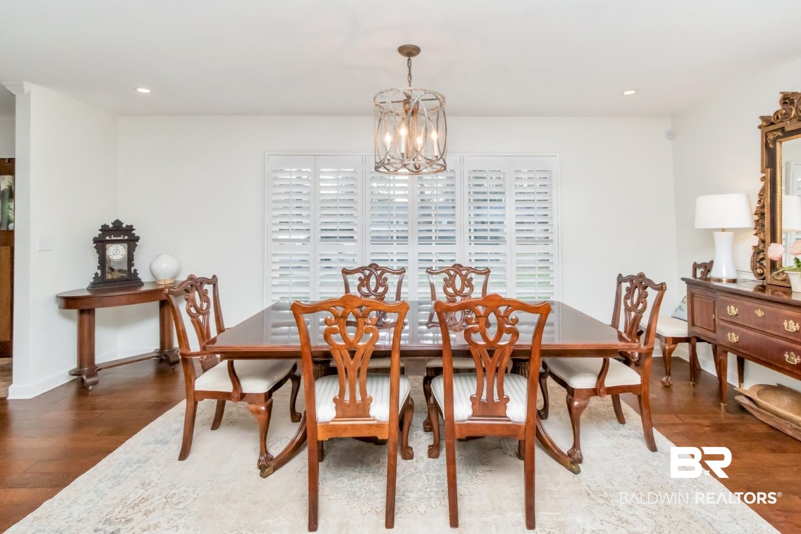 154 Fenwick Road Mobile, AL 36608 - Photo 10 of 48 Dining space with hardwood / wood-style floors, hanging lights, and healthy amount of natural light
