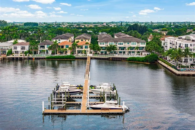 a view of a lake with a city