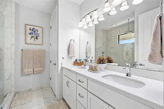 a bathroom with a shower