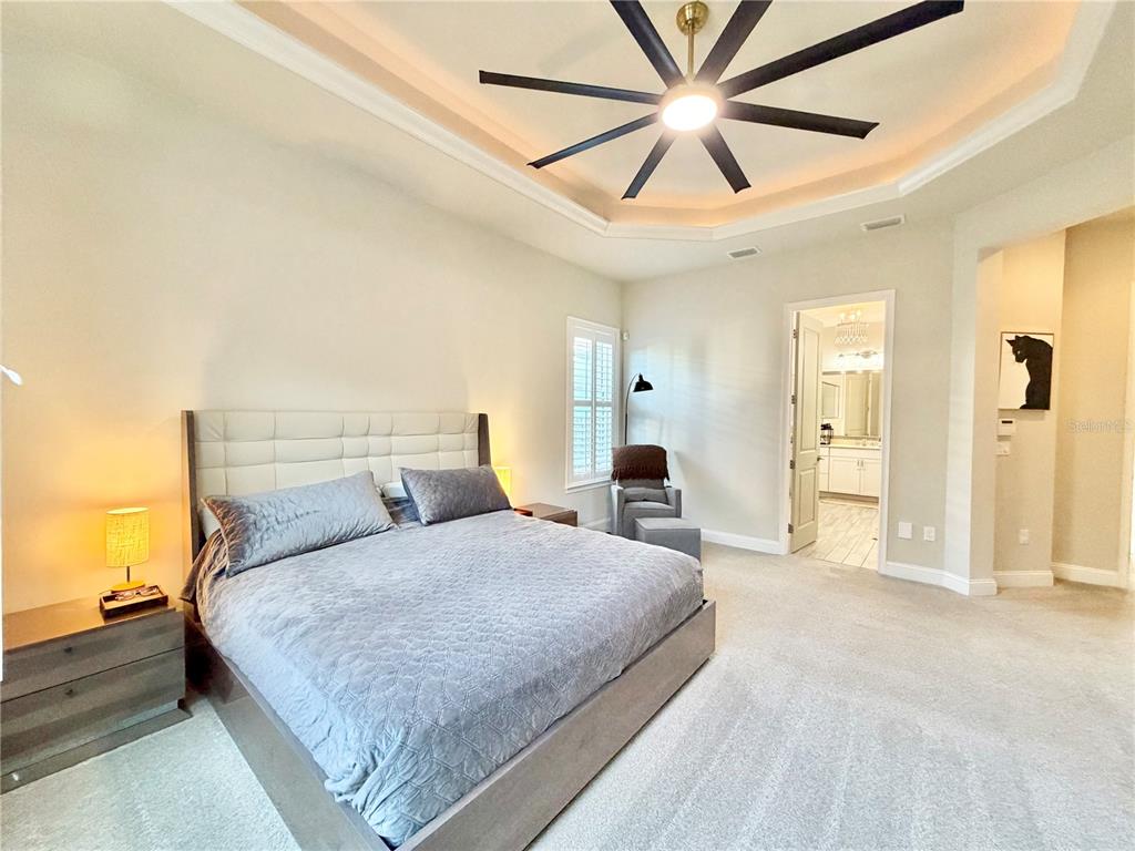 11931 Southwest 32nd Lane Gainesville, FL 32608 - Photo 19 of 78 a bedroom with a large bed and a ceiling fan