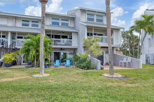 a view of a balcony and lake