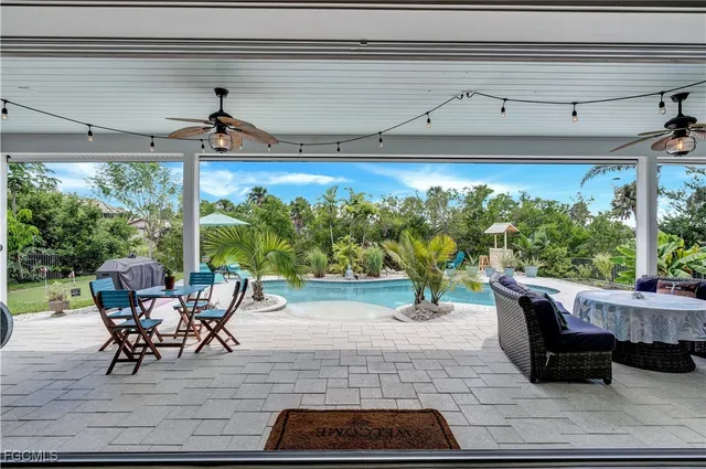 a view of outdoor space with seating