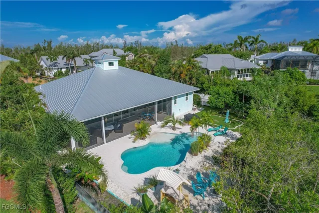 an aerial view of a house