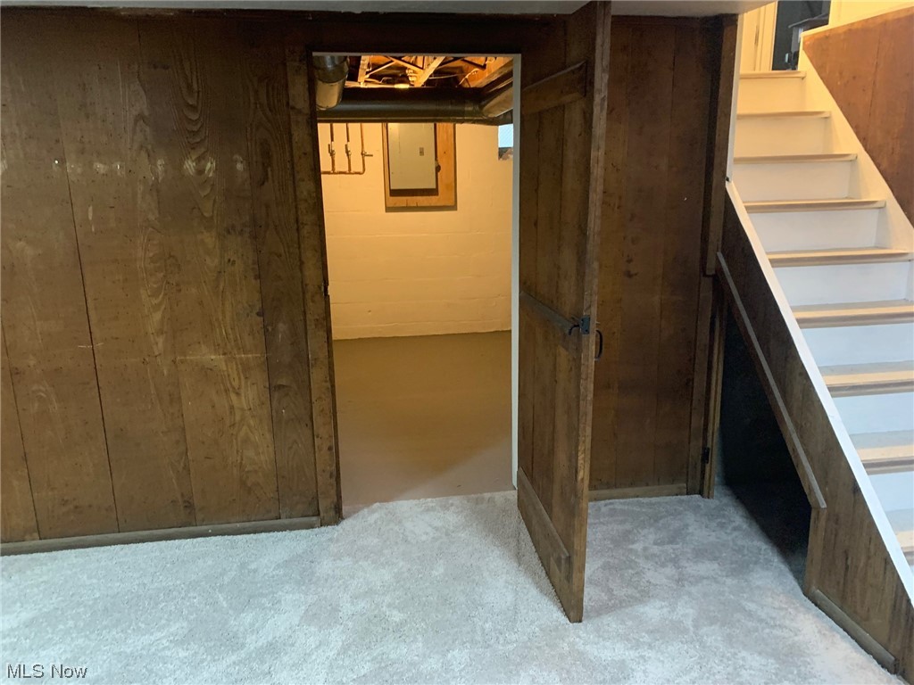 1456 Evanston Road Lyndhurst, OH 44124 - Photo 23 of 32 Basement with wood walls and light carpet