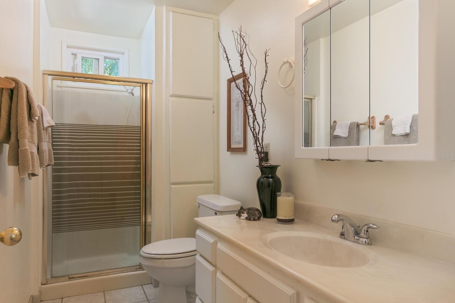 750 South Rice Road Ojai, CA 93023 - Photo 16 of 27 a bathroom with a sink a toilet and shower
