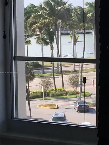 a view of a glass door with a from a window