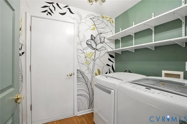 a utility room with dryer and washer
