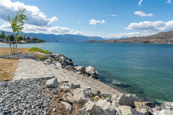 a view of a lake with a mountain