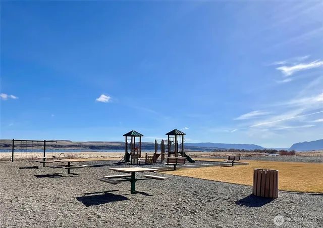 a view of a water with an outdoor space