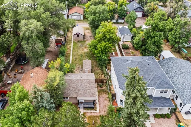 an aerial view of a house