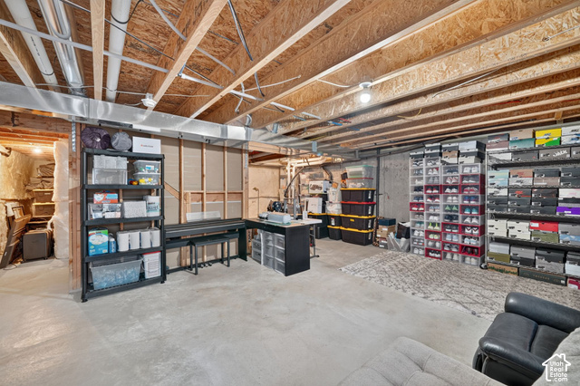 1081 Bowery Way Mapleton, UT 84664 - Photo 34 of 41 Unfinished basement with exposed ceiling joists and concrete flooring