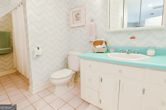 a bathroom with a sink toilet and vanity