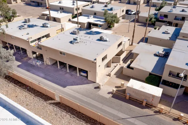 a view of a terrace with seating area