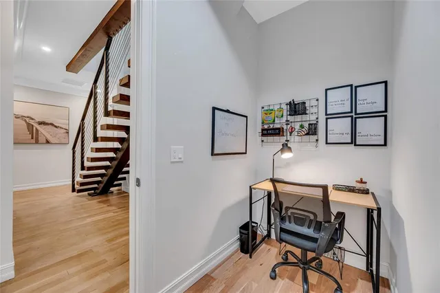 a bathroom with double vanity sinks and a mirror