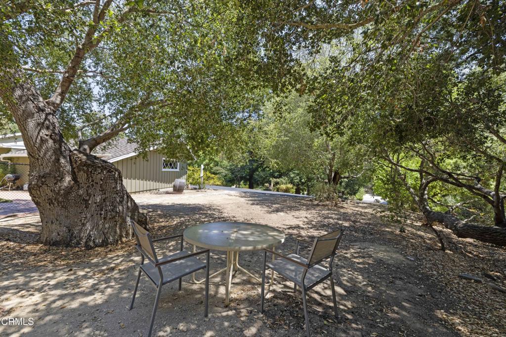 0 Stokes Canyon Road Calabasas, CA 91302 - Photo 50 of 52 a view of backyard with table and chairs and a large tree