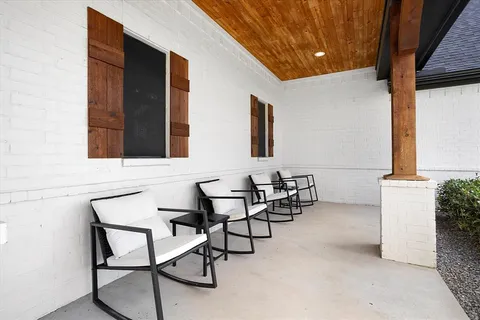 a view of an outdoor space with seating area