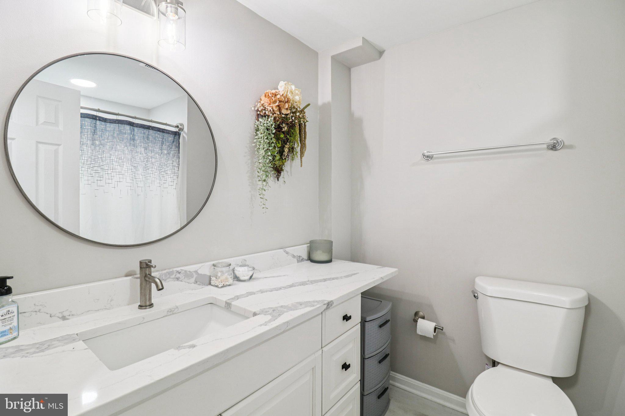 9830 Wineberry Road Marshall, VA 20115 - Photo 31 of 105 a bathroom with a granite countertop toilet sink and mirror