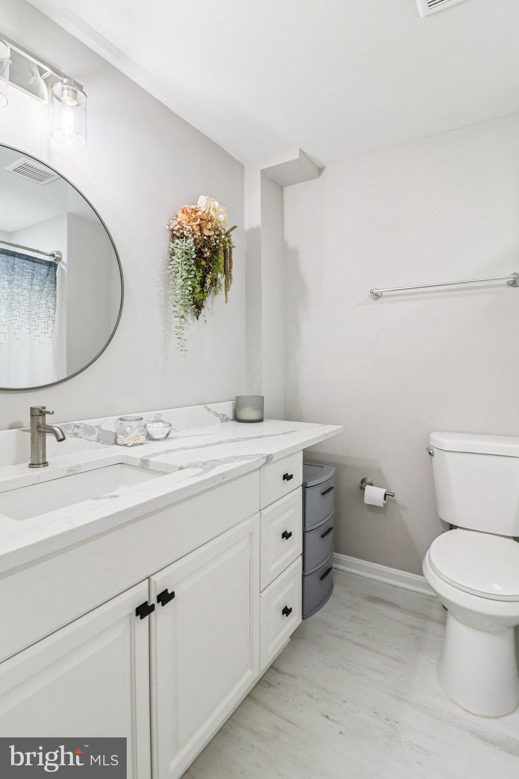 9830 Wineberry Road Marshall, VA 20115 - Photo 32 of 105 a bathroom with a granite countertop toilet sink and mirror