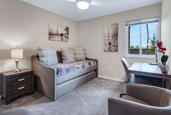 a living room with furniture