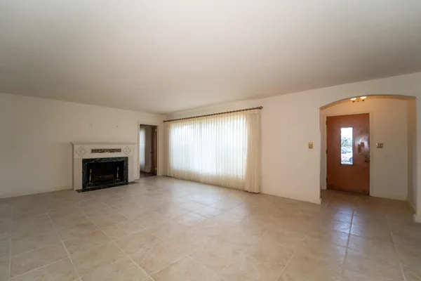 a view of a livingroom with a fireplace