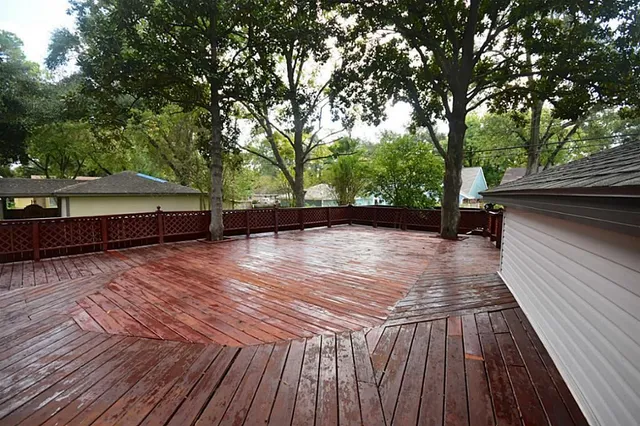 a view of a terrace with a bench